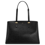 Front product shot of the Oroton Anika Texture 15" Day Bag in Black Croc and  for Women