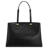 Front product shot of the Oroton Anika Texture 15" Day Bag in Black Croc and Embossed Croc Leather for Women