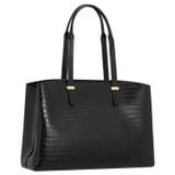 Back product shot of the Oroton Anika Texture 15" Day Bag in Black Croc and Embossed Croc Leather for Women