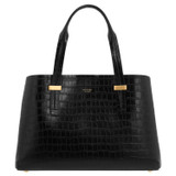 Front product shot of the Oroton Anika Texture Small Day Bag in Black Croc and Embossed Croc Leather for Women