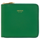 Front product shot of the Oroton Inez Small Zip Wallet in Emerald and Shiny Soft Saffiano for Women