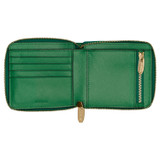 Internal product shot of the Oroton Inez Small Zip Wallet in Emerald and Shiny Soft Saffiano for Women