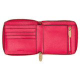 Internal product shot of the Oroton Inez Small Zip Wallet in Peony Pink and Shiny Soft Saffiano for Women