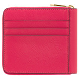 Back product shot of the Oroton Inez Small Zip Wallet in Peony Pink and Shiny Soft Saffiano for Women