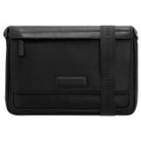 Front product shot of the Oroton Ethan Pebble 13" Satchel in Black and Pebble Leather for Men