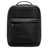 Front product shot of the Oroton Ethan Pebble 15In Backpack in Black and Pebble Leather for Men