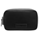 Front product shot of the Oroton Ethan Pebble Toiletry Case in Black and Pebble Leather for Men