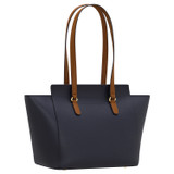 Back product shot of the Oroton Iris Medium Day Bag in Dark Navy/Cinnamon and Pebble Leather for Women