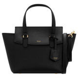 Front product shot of the Oroton Iris Small Day Bag in Black/Black and Pebble Leather for Women