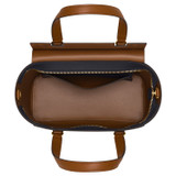 Internal product shot of the Oroton Iris Small Day Bag in Dark Navy/Cinnamon and Pebble Leather for Women