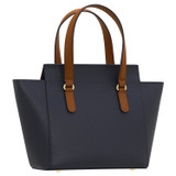 Back product shot of the Oroton Iris Small Day Bag in Dark Navy/Cinnamon and Pebble Leather for Women