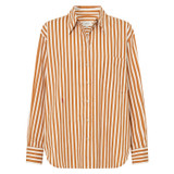 Front product shot of the Oroton Long Sleeve Stripe Shirt in Treacle and 100% Cotton for Women