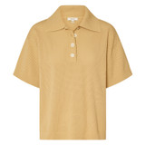 Front product shot of the Oroton Mesh Stitched Polo in Raffia and 83% Viscose, 17% Polyester for Women