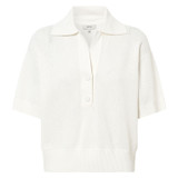 Front product shot of the Oroton Mesh Stitch Polo in White and 83% Viscose 17% Polyester for Women
