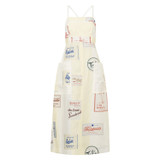 Front product shot of the Oroton Patch Label Apron Dress in Lemon Zest and 100% Linen for Women