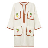 Front product shot of the Oroton Embroidered Vegetable Tunic Dress in Antique White and 100% Linen for Women