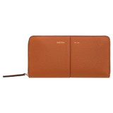 Front product shot of the Oroton Emma Book Wallet in Cognac and Soft Pebble Leather for Women