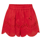 Front product shot of the Oroton Broderie Short in Poppy and 100% Linen for 