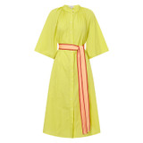 Front product shot of the Oroton Contrast Belt Dress in Honey Dew and 100% Cotton for Women