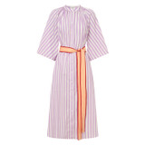 Front product shot of the Oroton Contrast Belt Dress in Purple and 100% Cotton for Women