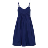 Front product shot of the Oroton Short Bodice Detail Dress in Azure Blue and 100% Cotton for Women