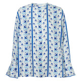 Front product shot of the Oroton Swallow Print Shirt in Pale Amalfi and 100% Silk for Women