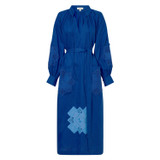 Front product shot of the Oroton Embroidered Patch Dress in Azure and  for Women