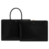 Front product shot of the Oroton Muse 15" Worker Tote in Black and Saffiano leather for Women