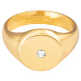 Front product shot of the Oroton Fawne Circle Signet Ring in Gold/Clear and Brass Base With 18CT Gold Plating /Cubic Zirconia for Women