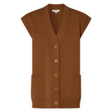 Front product shot of the Oroton Sleeveless Knit Vest in Tan and 83% Viscose, 17% Polyester for Women
