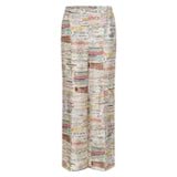 Front product shot of the Oroton Label Print PJ Pant in Soft Cream and 100% Silk for Women