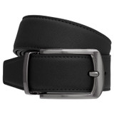 Front product shot of the Oroton Bradford Reversible Belt in Black/Ink and Veg Leather for Men