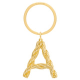 Front product shot of the Oroton Luna Letter Charm Keyring in Gold and Brass with plating for Women