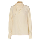 Front product shot of the Oroton Soft Silk Blouse in Pale Saffron and 100% Silk for Women