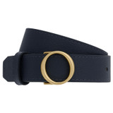 Front product shot of the Oroton Alexa Narrow Belt in Denim Blue and Nappa Leather for Women