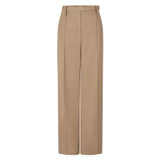 Front product shot of the Oroton Flat Front Pant in Wheat and 100% Cotton for Women