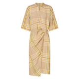 Front product shot of the Oroton Check Shirt Dress in Camel Check and 100% Viscose for Women