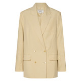 Front product shot of the Oroton Double Breasted Blazer in Cane Sugar and 66% Viscose 34% Cotton for Women