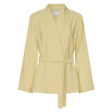 Front product shot of the Oroton Double Breasted Shirt Jacket in Butter and 85% Modal 15% Polyester for Women