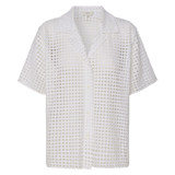 Front product shot of the Oroton Short Sleeve Lace Shirt in White and 67% Nylon 33% Cotton for Women
