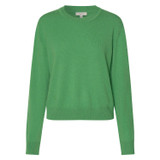 Front product shot of the Oroton Long Sleeve Cashmere Crew Neck in Grass Green and 100% Cashmere for Women