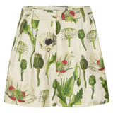 Front product shot of the Oroton Garden Poppy Print Short in Soft Cream and 100% Silk for Women