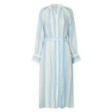 Front product shot of the Oroton Stripe Shirt Dress in Sky and 100% Linen for Women