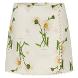 Front product shot of the Oroton Field Daisy Linen Wrap Skirt in String and 100% Linen for Women