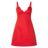 Front product shot of the Oroton Short Scallop Dress in True Red and 100% Cotton for Women