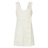 Front product shot of the Oroton Button Up Mini Dress in Soft Cream and 100% Linen for Women
