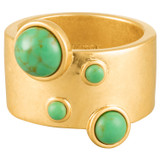 Front product shot of the Oroton Arcadia Ring in Worn Gold/Green and Brass Base Metal With Precious Metal Plating/Reconstituted Stone for Women