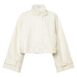 Front product shot of the Oroton Crop Trench in Cream and 77% Cotton 23% Linen for Women