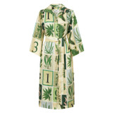 Front product shot of the Oroton Fern Garden Column Dress in Cream and 100% Silk for Women