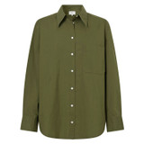 Front product shot of the Oroton Poplin Long Sleeve Shirt in Khaki and 100% Cotton for Women